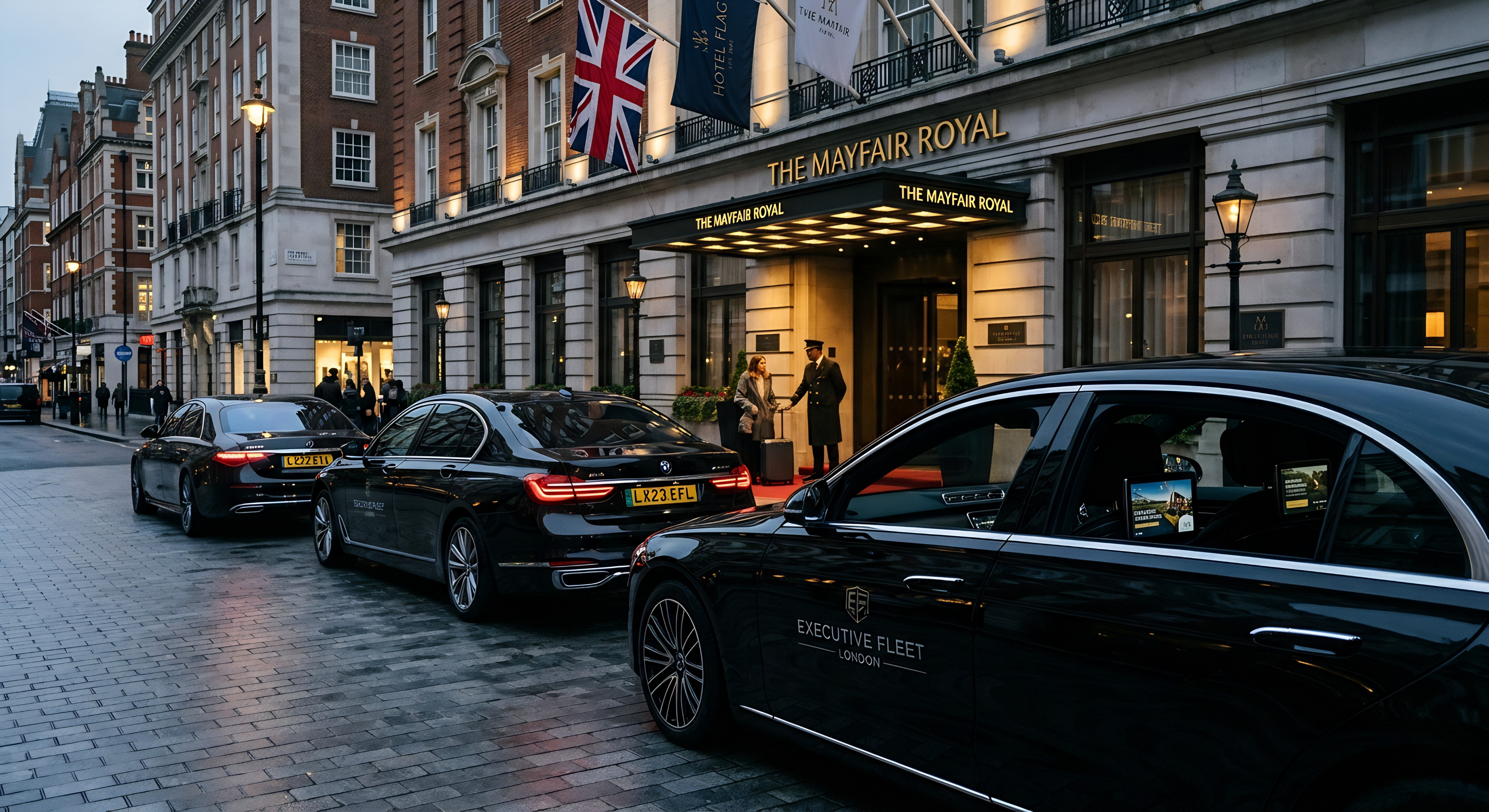 Premium vehicle fleet with DOOHVERT digital advertising screens installed inside passenger vehicles